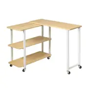 L Shape 360degree Rotating Computer PC Desk Corner Table natural