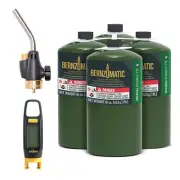Bernzomatic All Purpose Propane 4 Pack with Utility Torch WT2301 + Fuel Gauge