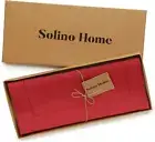 Solino Home 14 x 96 inch Classic Hemstitch 100% Linen Table Runner Red
