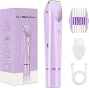 2 in 1 Electric Razors for Women, 2025 New Bikini Trimmer for Women,Rechargeable Bikini Shaver, Waterproof Dual Head Shaver, Painless Hair Removal(Taro purple)
