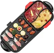 2-in-1 Smokeless BBQ Grill Pan Hotpot Shabu-roasting Non-stick Household Electric Grill Hot Pot Teppanyaki Indoor Korean BBQ Portable Multifunctional Mandarin Duck Pot
