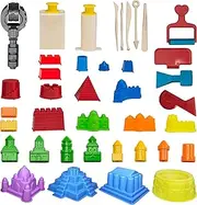 CoolSand Advanced Building Sand Molds and Tools Kit - Works with All Other Play Sand Brands - 37 Pieces Includes: Castle, Bricks and Walls Molds, and Tools - Sand Not Included