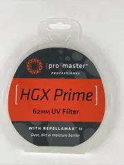 Promaster #6718 62mm HGX Prime UV Filter w/Repellamax Japan New In Box
