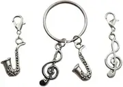 [WYGUYO] 3pcs in Set Saxophone Keychain, Sax Music Note Clip on Charm, Tiny Musical Instrument Charms, for Music Lover