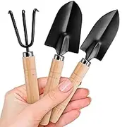 MALARNEY 3 Piece Gardening Tool Set Mini Wood Handle Shovel Trowel Gardening Tools for Flowers Succulent Tranplanting