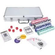 300PCS Chips Texas Cards Poker Dice Decks Game Set w/ Case for Casino Game-