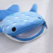 Cute Cartoon Whale Shark Coin Purse Plush Coin Bag Key Earphone Organizer Pou CR