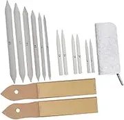 WEKAMOS 15pcs Art Blending Tools Stumps and Tortillions Set with Sandpaper Pencil Sharpener for Sketching Drawing and Blending Effects for Students and Beginners Light Grey Bag