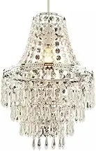 Home Terri Chrome & Clear 5 Tier Beaded Lamp Shade Easy Fit Pendant - 31.5cm H Small Chandelier (Without Light Cord Kit and Blub) (Clear)