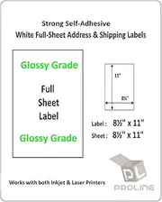 BESTeck Glossy Grade Full-Sheet 1UP 8.5"x11" Self Adhesive Shipping Address Labels for USPS FedEx UPS Amazon FBA Works Laser and Inkjet Printers (100 Sheets)