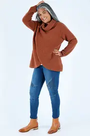 Roll Neck Cross Over Sweater--SEES-SW4328
