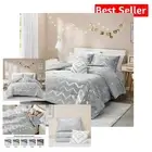 3-Piece Twin XL Gray Bedding Set with Metallic Geometric Design for Teens