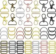 56 Pieces Keychain Hooks with D Rings Set Purse Hardware Lanyard Snap Hooks Multicolor Metal Swivel Clasps with D Rings and Slide Buckle for Purses Keychain Lanyard Handbags (Mixed Color, 30 mm)