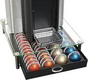 DecoBrothers Crystal Tempered Glass Vertuo Pod Holder Drawer, 24 Large or 48 Small Nespresso Capsule Organizer
