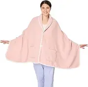 [XING YE CHUAN] Poncho Blanket -No Sleeves Easy On Easy Off - Sherpa Shawl with Pockets -Wearable Blanket-ft
