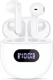 Wireless Earbuds, Bluetooth 5.3 Headphones in Ear with 4 ENC Noise Cancelling Mic, Bluetooth Earbuds 40H Playtime, 2024 HiFi Stereo Deep Bass Wireless Earphones, IP7 Waterproof USB-C Fast Charge White