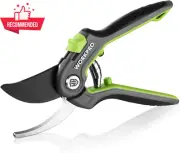 8'' Bypass Pruning Shears - Stainless Steel Garden Trimming Scissors, SK5 Blades