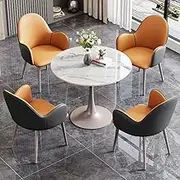 Snaweo Small Conference Room Negotiation Table Sets, 31.5inch Office Reception Room Club Table, Office Reception Round Table and Lounge Chair Set, 1 Table and 4 Chair, Suitable for Lounge(Orange)