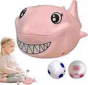 Apujent Floating Blow Ball Toy | Cute Shark Children's Sensory Game Ball Blower with 2 Balls - Cute Animal Suspension Blowing Ball Kids Birthday