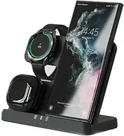 [DGBAY] Wireless Charging Station 3 in 1 for Samsung, Wireless Charger for Galaxy S25 S24 Ultra S23 S22 S21+ S20 S10 Note 20, Z Flip Fold 6,5,4 3,Galaxy Watch 7/6/5 Pro/4/3/Active 2,Buds 2