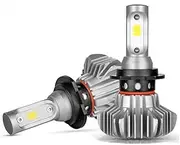 Ahatech H4 LED Headlight Bulbs Conversion Kit, AHATECH Fanless Led Headlights 2pcs 12000LM 9003 high Low Beam CSP/COB Chip S9 Series Super Bright Car Headlights 6500k Cool White (2 Pack) (Silver)