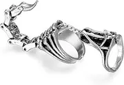 [Q&D&S] Silver Scorpion Ring Gothic Knuckle Finger Ring Punk Hinged Activity Rings Halloween for women and men, 8.2cm, Stainless Steel, stainless steel