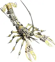 3D Metal Puzzle Kit for Adults - Mechanical Lobster Metal Model Kit - 600 Parts, Stainless Steel DIY Assembly Puzzles - Handmade Craft Toys, Building Blocks for Puzzle Lovers (Golden)