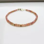LKBEADS Songea Zaffiro bracciale | Septmeber Birthstone Gift Ambra bracciale | Sunstone braccialetto damigella d' onore gioielli Regalo | Moglie | Zaffiro Gift 3.5 mm