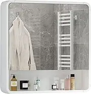 Mirror Cabinet Solid Wood Double Door Medicine Cabinet Bathroom Cabinet Household Bathroom Mirror with Shelf Wall Mounted Mirror Cabinet for Dressing Room Storage,Mirrors