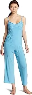 [Josie by Natori] Sleepwear Women's Glimmer Cami Pajama Set 25 Inch, True Blue, X-Large