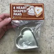 VINTAGE 4 Individual Heart Shaped Pans Cake-Jello-Pudding-Pate Dessert FOX RUN