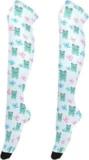[Caihoyu] Women Thigh High Long Over Knee Socks Flexible Over Knee Long Stockings High Thigh Socks for Parties Frog Cute Cartoon, Frog Cute Cartoon