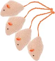 HAPINARY 4pcs Plush Mouse Cat Interactive Teething Plush Rat for Indoor Cats Realistic Simulation Engage Hunting Instincts Safe Durable Material