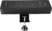 ZESHAN Removable Power Point Desktop Socket with 1 Switch 3 AUS Power and 2 USB and 1 Type C Charger for Desk(Black)
