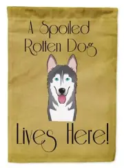 Caroline's Treasures BB1466GF Alaskan Malamute Spoiled Dog Lives Here Garden ...