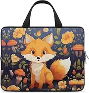 Laptop Case Sleeve Shockproof Computer Carrying Bag Cute Animal Fox Flower Notebook Case Cover Laptop Bag Water Resistant Computer Cases Tablet Briefcase for Travel Business 12 Inch