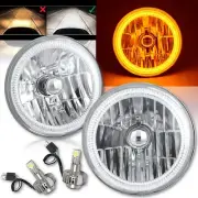 7" COB Amber LED Halo Headlights 6K 6000K LED Light Kit Fits 76-16 Jeep Wrangler (for: Jeep)
