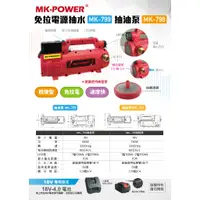 在飛比找蝦皮購物優惠-WIN五金 MK-POWER 18V充電式抽水泵 沉水馬達 