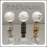 Howlite Marble Gemstone 1" Ball Lamp Finials Nickel/Polished/Antique Brass Base
