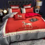 4pcs Luxury Bedding Set Pure Cotton Home Silk Embroidered Duvet Cover Bed Sheet