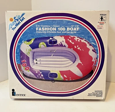 VTG Intex The Wet Set RETRO Inflatable One Person Boat 62" x 40" POOL VINTAGE