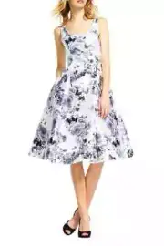 NWT Adrianna Papell Mikado Tea Length Floral Dress 8 $199