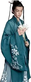HHCTEBEC Men's Traditional Chinese Hemfu Clothing for Stage Shows, Cosplay, Green, M = 160-165 cm