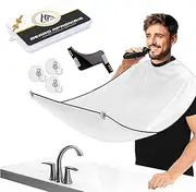 True Arc Beard Bib Apron, Hair Catcher for Men Shaving & Trimming Non-Stick Waterproof Beard Cape Grooming Cloth with 3 Suction Cups, Shaping Tool & A Gift Box