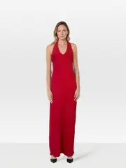 Red Halter Neck Maxi Dress
