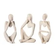 Thinker Statue Gold Decor Abstract Art Sculpture, Golden Resin Collectible Fi...