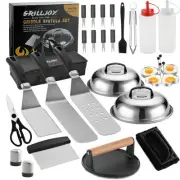 Professional Griddle Accessories Kit Set with Smash Burger Press - Extra Thic...