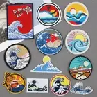 Japan Ukiyo-e Patch Embroidery Iron on Sew on patch Badge For Clothes Bag