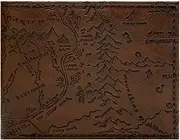 [Aragorn] Lord of The Rings Gondor Mordor Realm Embossed Map Wallet Bi-Fold ID & Card Holder, Brown