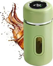 Nybhyjka Glass Water Cup - 280ml Glass Bottle with Lid,Portable Tea Cup Anti-Fall Tumbler with Real-Time Temperature Display for Restaurant Camping Picnic Home Gym Daily Use Work